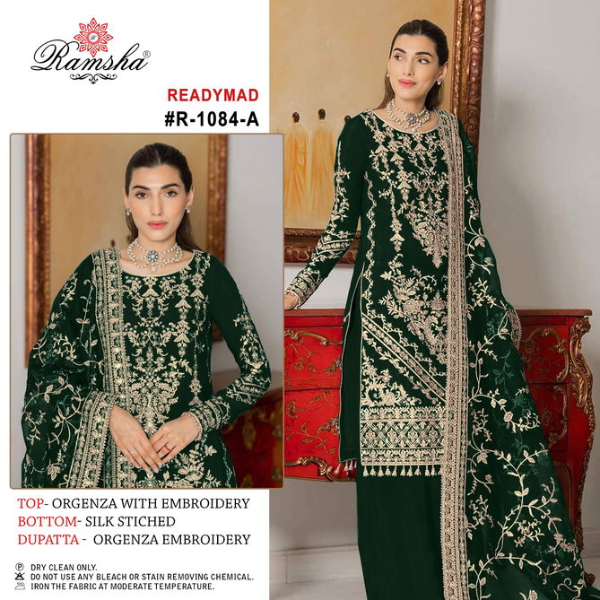 Ramsha R 1084 A To D Organza Pakistani Readymade Suits
